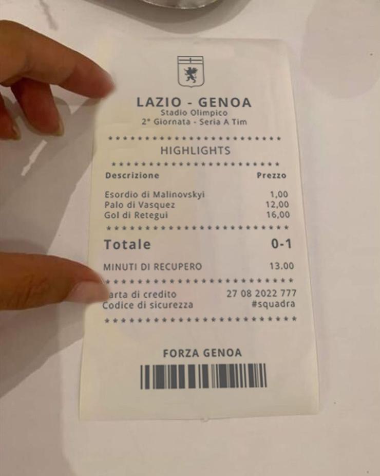 Lazio-Genoa, la finta schedina dell'incontro