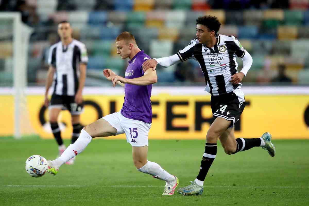 Pietro Comuzzo in campo contro l'Udinese