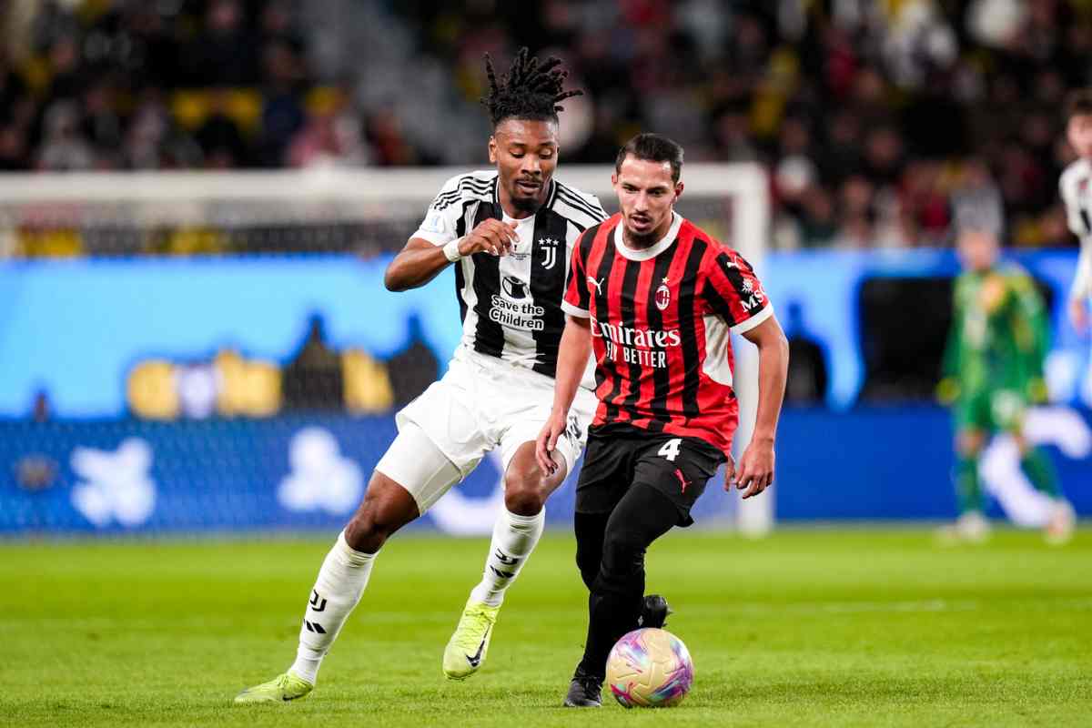Bennacer contrastato da Thuram in Milan-Juve