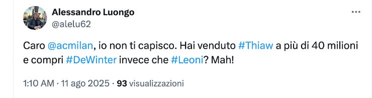 post su X su Leoni