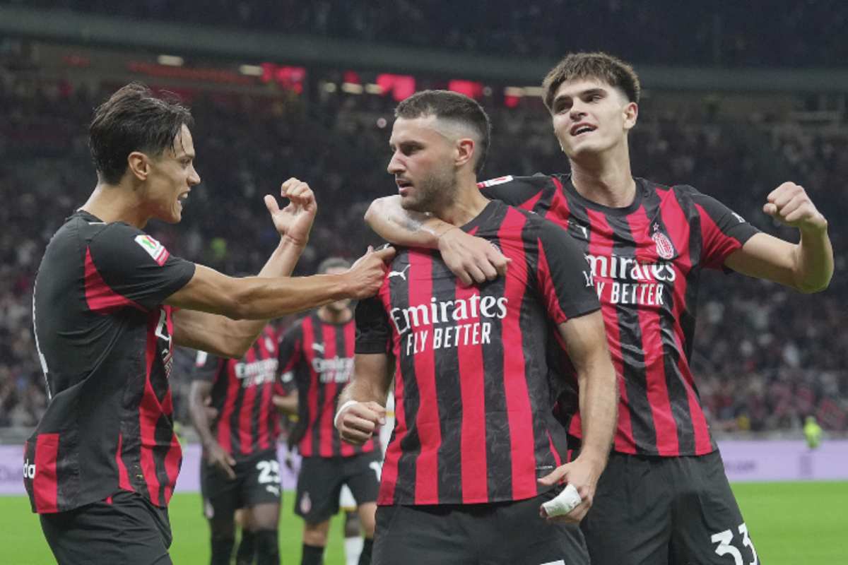 L'esultanza dei calciatori del Milan