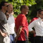 La dirigenza a Milanello insieme ad Allegri