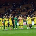 Giocatori del Milan sotto la curva