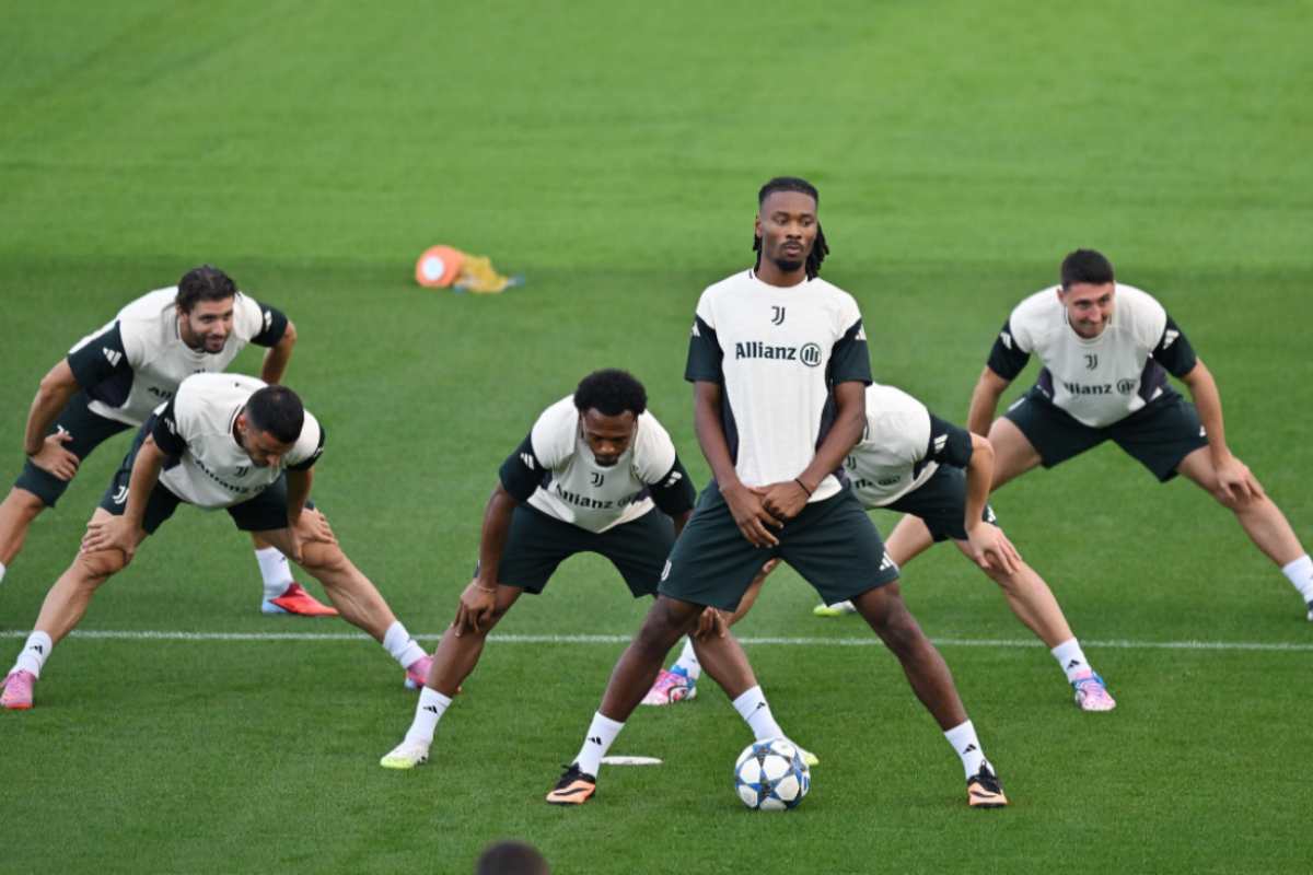I giocatori della Juve in allenamento