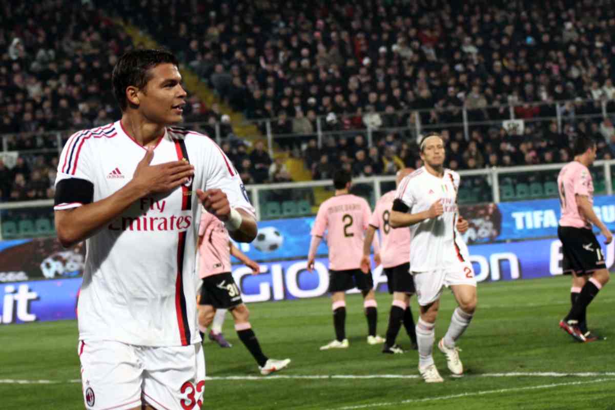 Thiago Silva esulta dopo un gol con il Milan